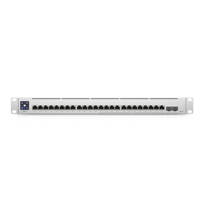 UniFi Switch Empresarial Capa 3 de 24 puertos PoE 802.3af/at (12 puertos 2.5G y 12 puertos 1G) + 2 puertos 1/10G SFP+, 400W, pantalla informativa