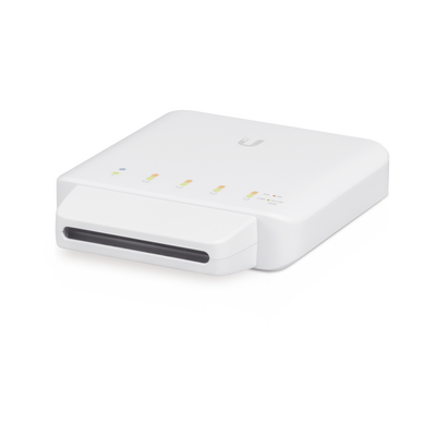 Switch UniFi FLEX de 5 puertos para semi-exterior IP55 (1 x PoE de entrada 802.3af/at/bt y 4 puertos PoE de salida 802.3af)
