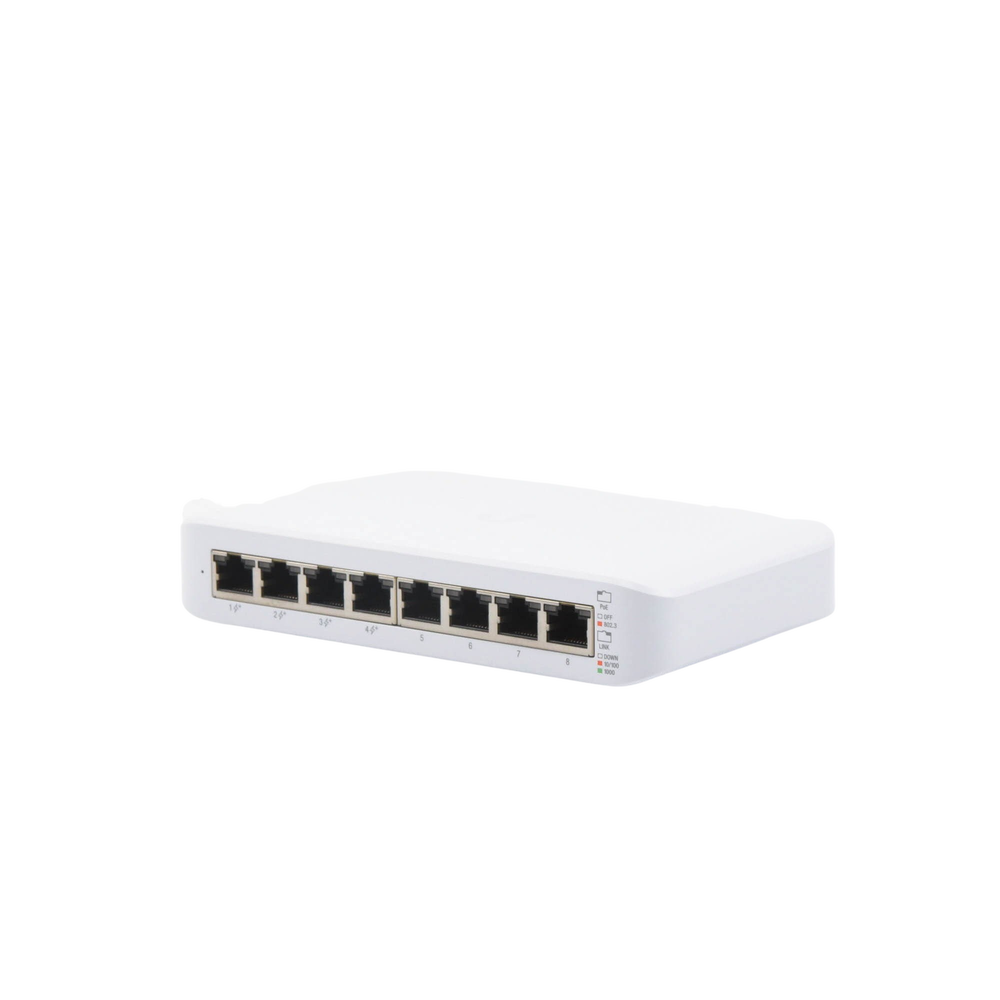 Switch UniFi Lite Administrable PoE de 8 Puertos 10/100/1000 Mbps (4 puertos 802.3af/at), 52 W