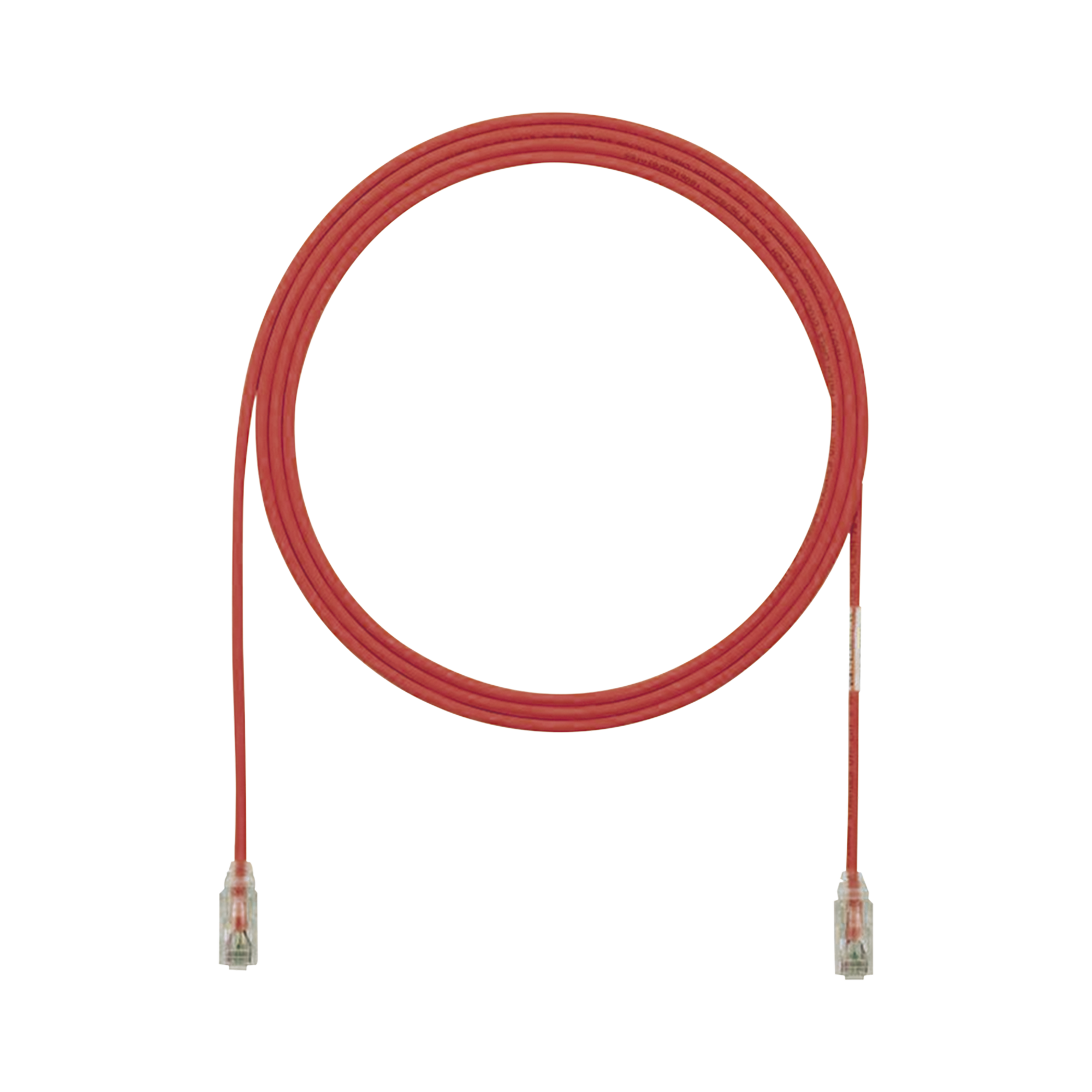 Cable de Parcheo TX6, UTP Cat6, Diámetro Reducido (28AWG), Color Rojo, 3.66 Metros (12 Pies)