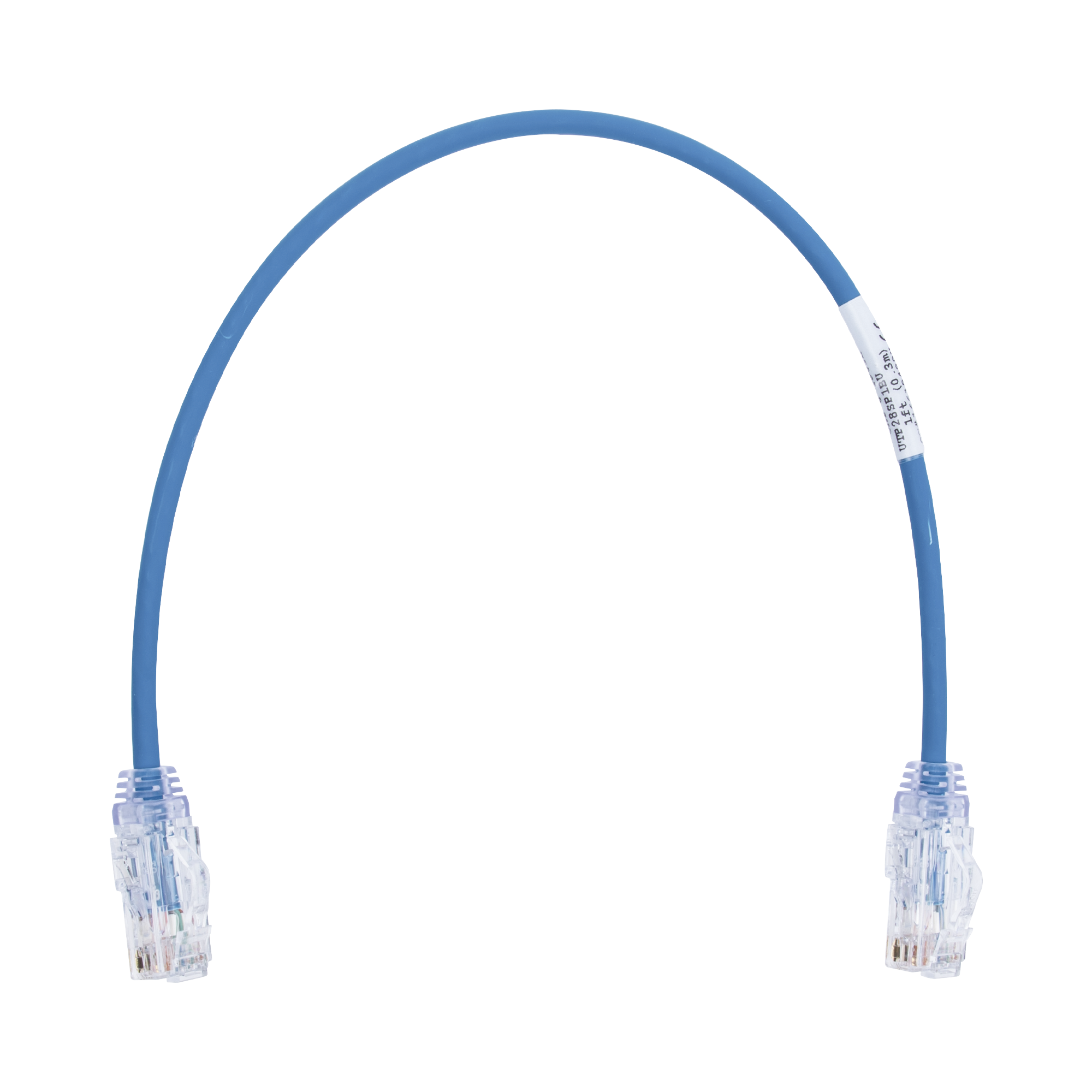 Cable de Parcheo TX6, UTP Cat6, Diámetro Reducido (28AWG), Color Azul, 0.3 Metros (1 Pie)