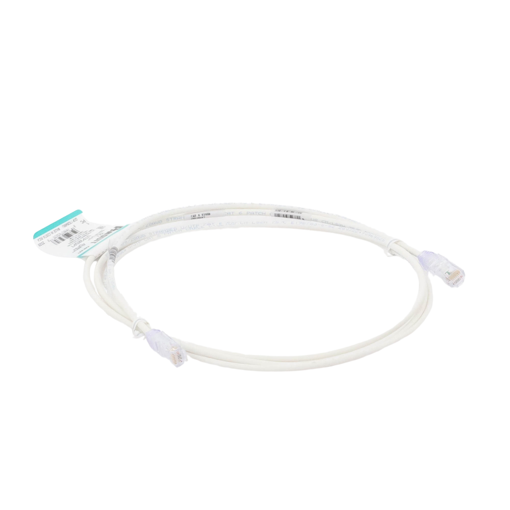 Cable de Parcheo TX6, UTP Cat6, Diámetro Reducido (28AWG), Color Blanco Mate, 2.13 Metros (7 Pies)