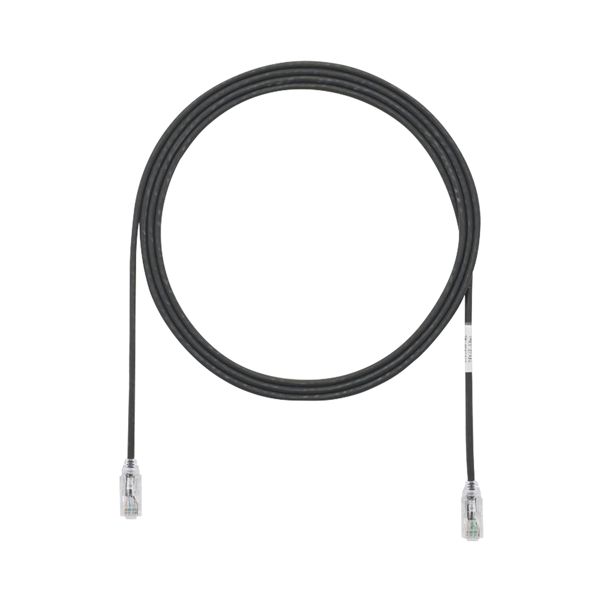 Cable de Parcheo TX6, UTP Cat6, Diámetro Reducido (28AWG), Color Negro, 2.13 Metros (7 Pies)