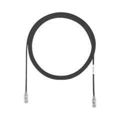 Cable de Parcheo TX6, UTP Cat6, Diámetro Reducido (28AWG), Color Negro, 2.13 Metros (7 Pies)