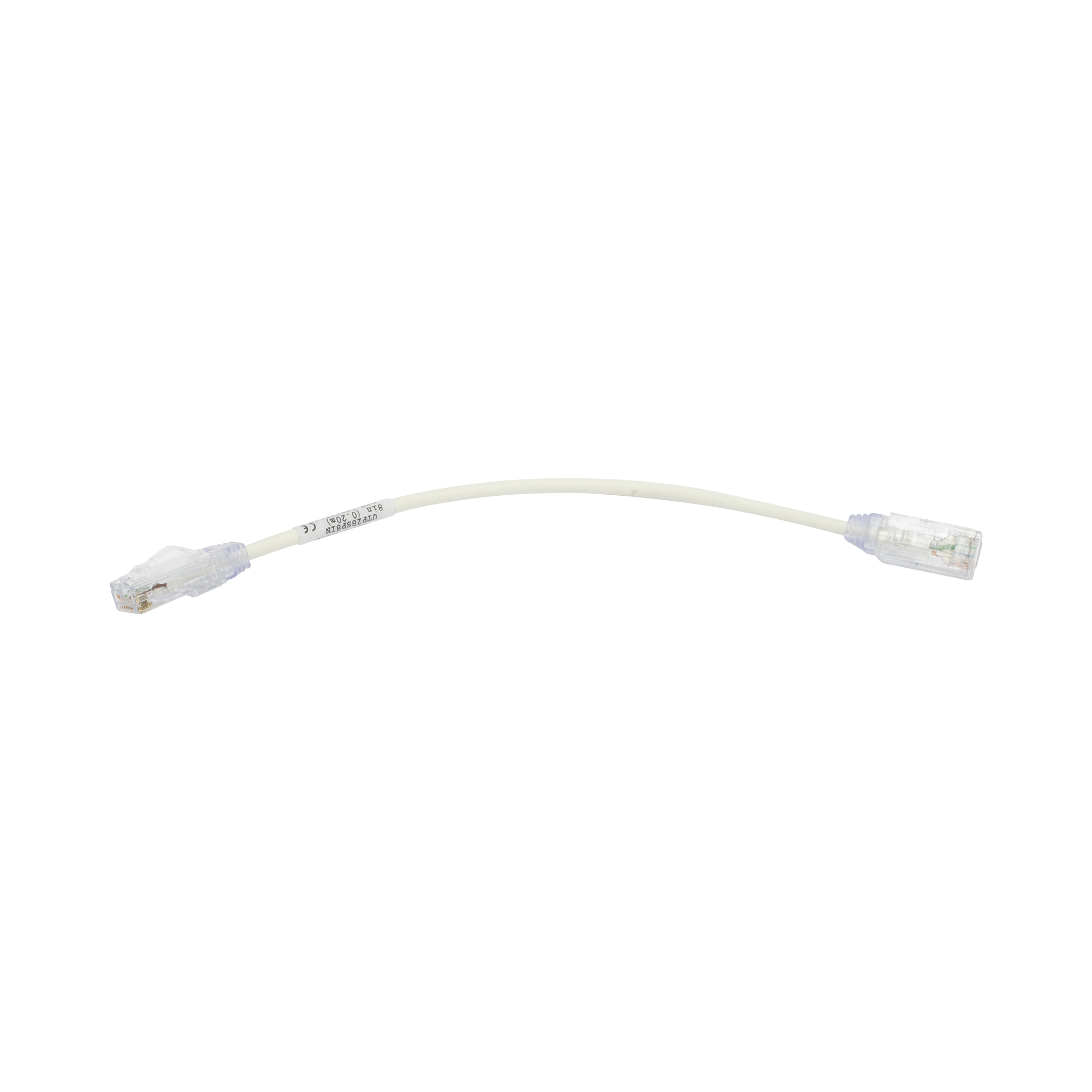 Cable de Parcheo TX6, UTP Cat6, Diámetro Reducido (28AWG), Color Blanco, 20.32 cm (8 Pulgadas)