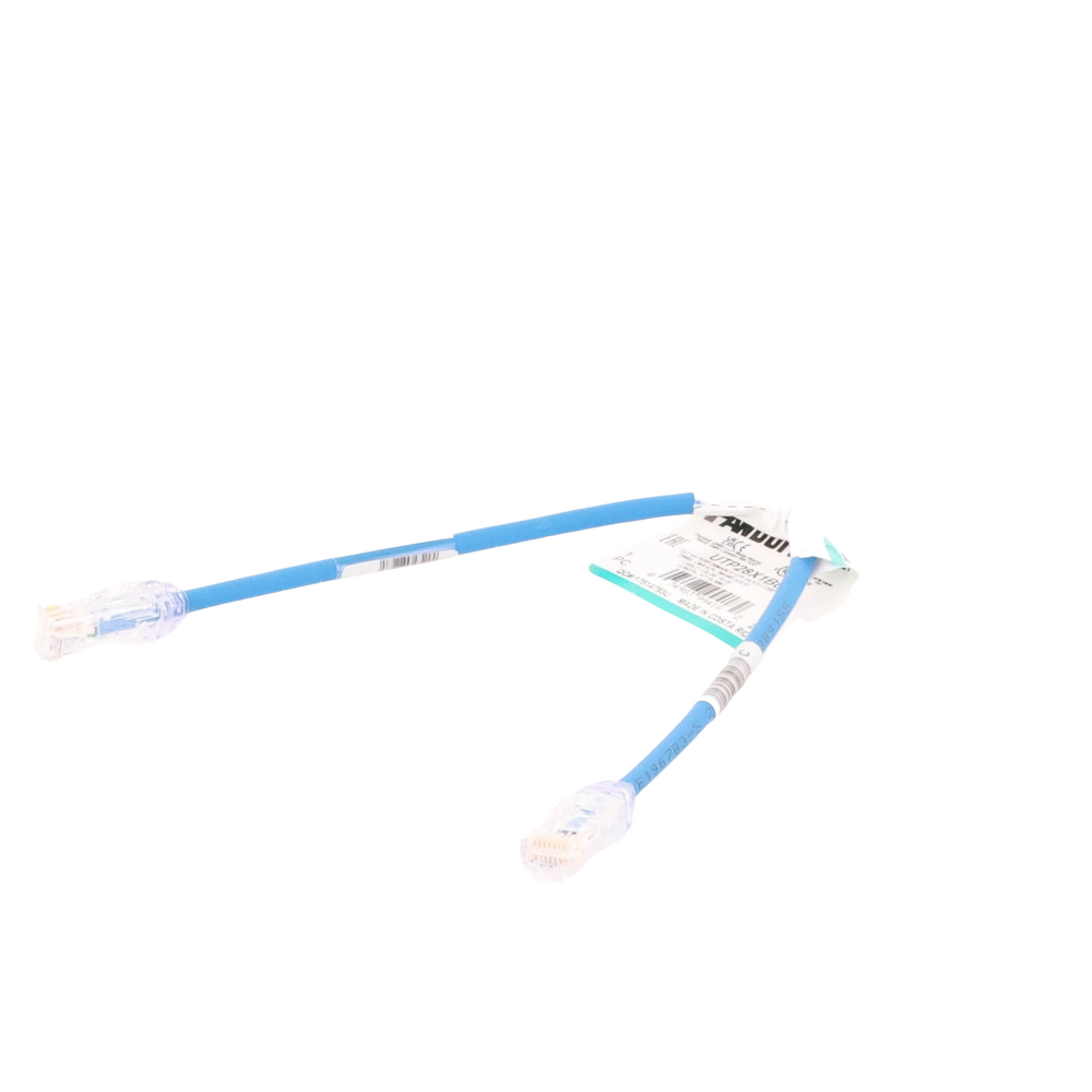 Cable de Parcheo UTP Cat6A, CM/LSZH, Diámetro Reducido (28AWG), Color Azul, 0.3 Metros (1 Pie)