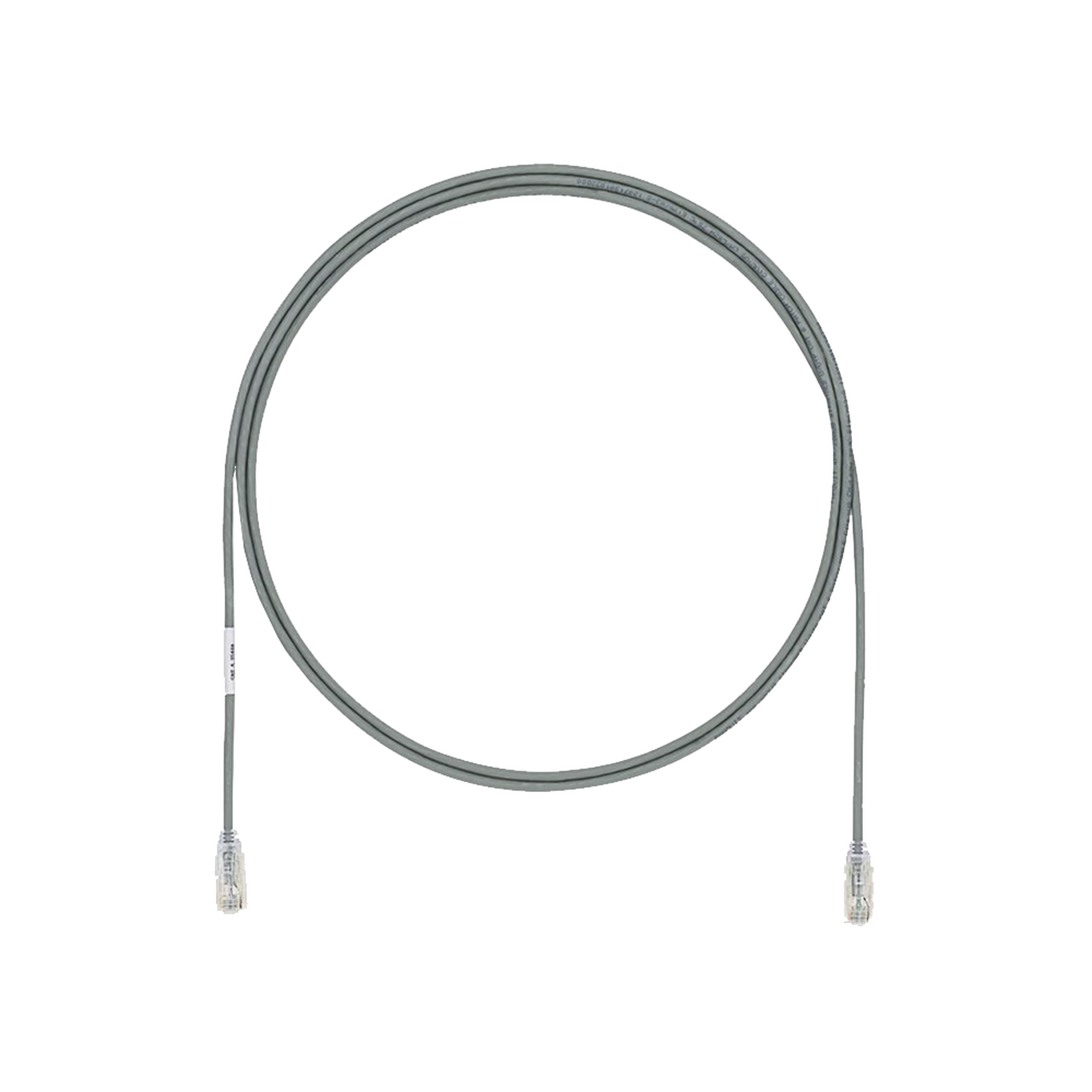 Cable de Parcheo UTP Cat6A, CM/LSZH, Diámetro Reducido (28AWG), Color Gris, 0.30 Metros (1 Pie)