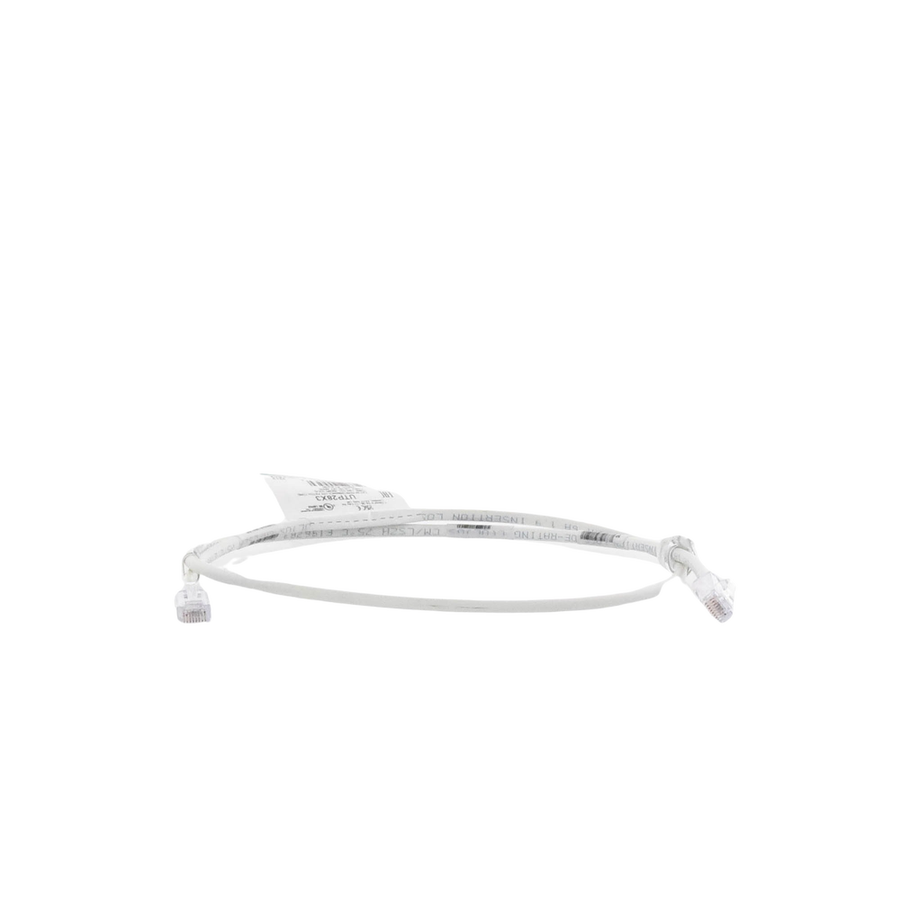 Cable de Parcheo UTP Cat6A, CM/LSZH, Diámetro Reducido (28AWG), Color Blanco Mate, 0.91 Metros (3 Pies)