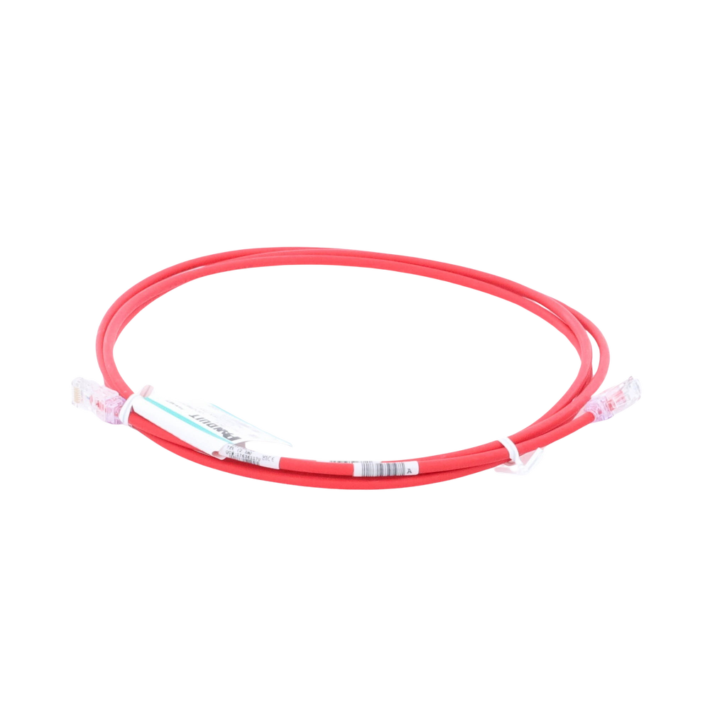 Cable de Parcheo UTP Cat6A, CM/LSZH, Diámetro Reducido (28AWG), Color Rojo, 2.13 Metros (7 Pies)