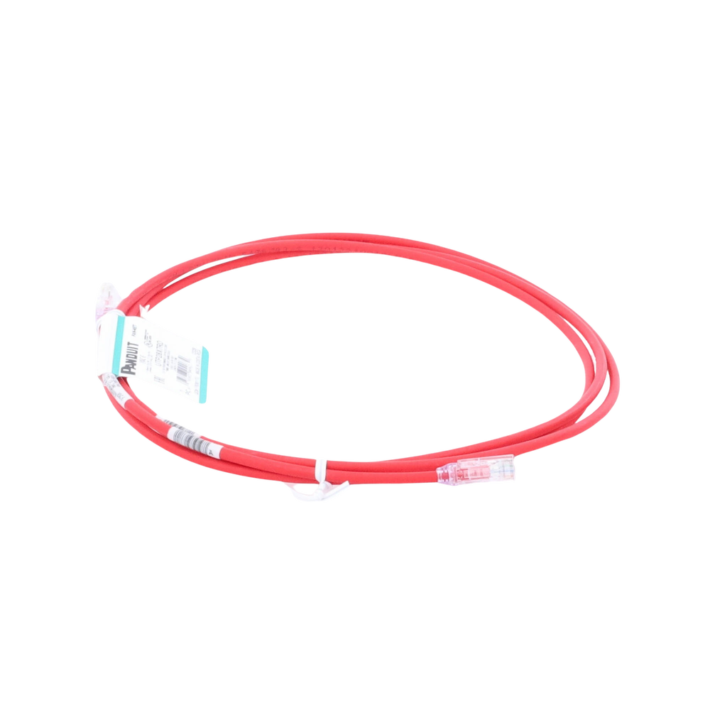 Cable de Parcheo UTP Cat6A, CM/LSZH, Diámetro Reducido (28AWG), Color Rojo, 2.13 Metros (7 Pies)