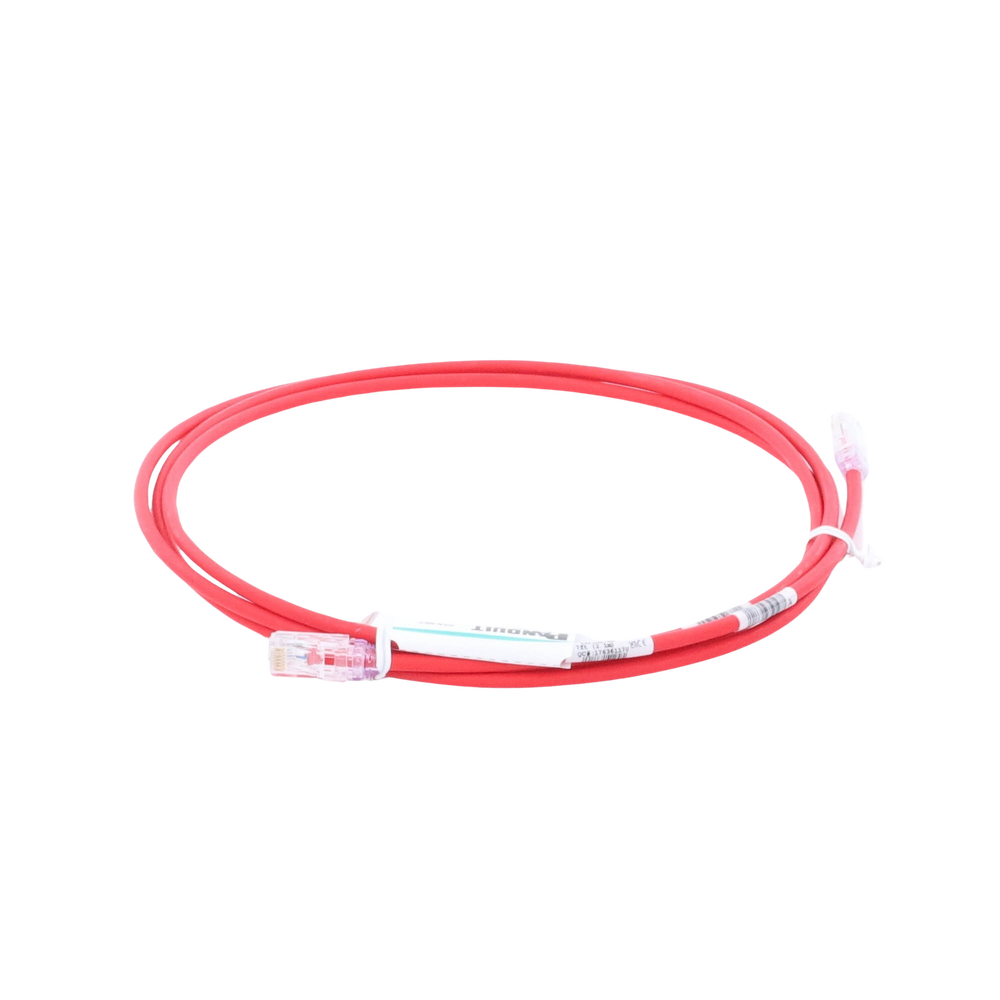 Cable de Parcheo UTP Cat6A, CM/LSZH, Diámetro Reducido (28AWG), Color Rojo, 2.13 Metros (7 Pies)