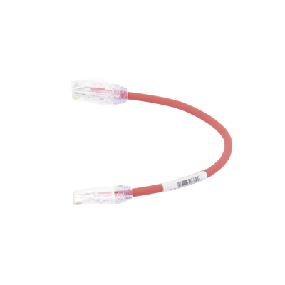 Cable de Parcheo UTP, Cat6A, Diámetro Reducido (28 AWG), CM/LSZH, Color Rojo, 8in (20.3cm)