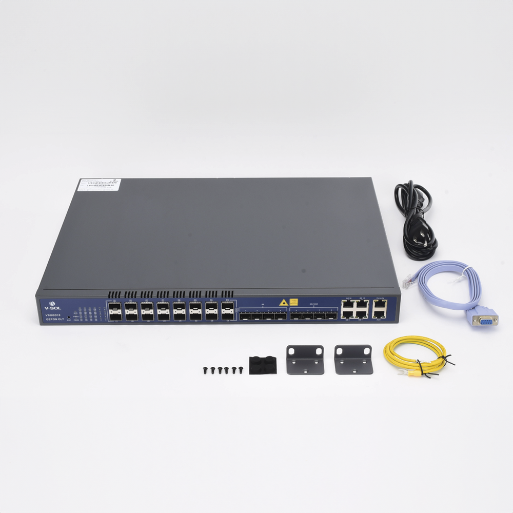 OLT de 16 puertos EPON con 12 puertos Uplink (4 puertos Gigabit Ethernet + 4 puertos SFP + 4 puertos SFP+) , hasta 1,024 ONUS