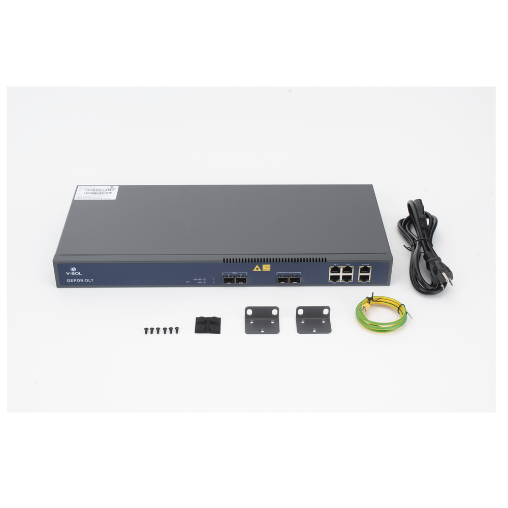 OLT de 2 puertos EPON con 6 puertos Uplink (4 puertos Gigabit Ethernet + 2 puertos Gigabit Ethernet SFP/SFP+) / hasta 128 ONUS