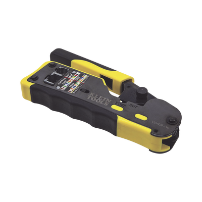 Ponchadora/Pelacables/Cortacables con Matraca para Conectores Pass-Thru RJ45 y Conectores Estándar RJ11/RJ12.