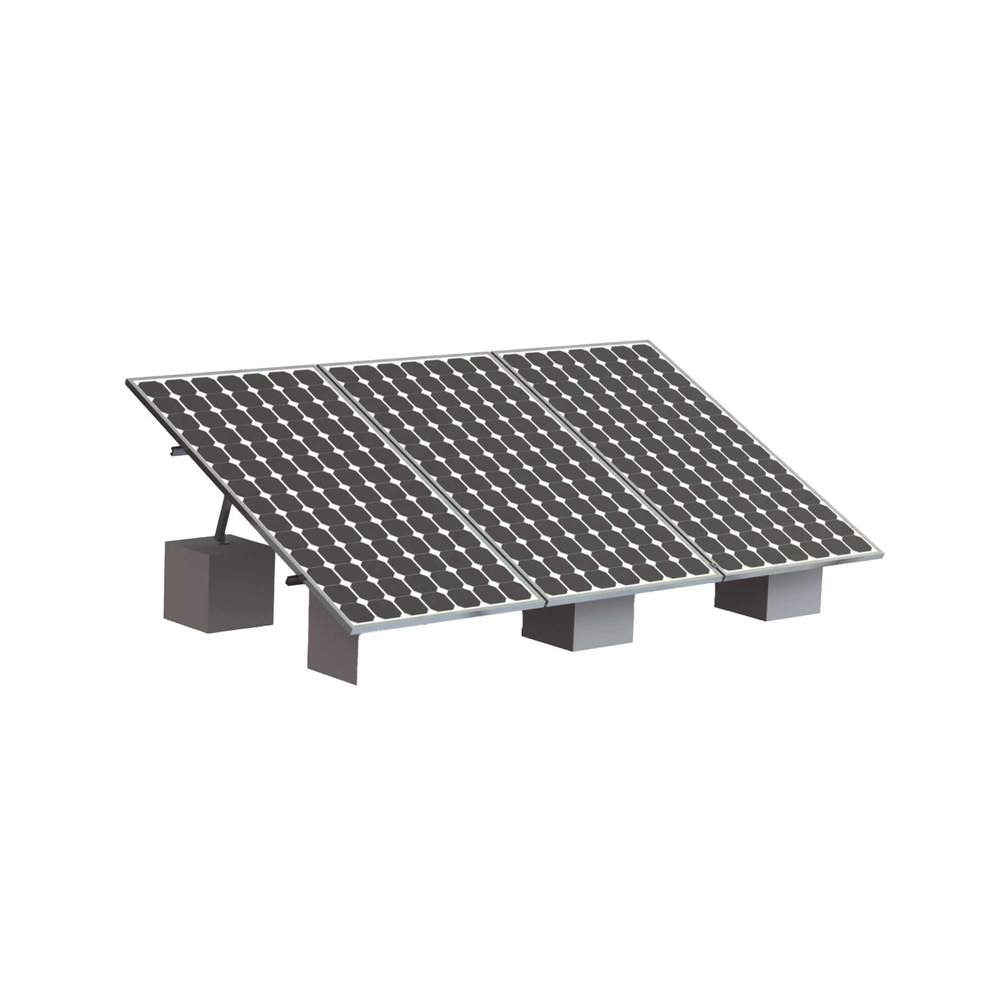 Montaje para 3 Panel Solar, Riel "8" de 4050mm para Módulos con Espesor de 35mm, Velocidad de Viento Máx. 136km/h (20° a 45°)