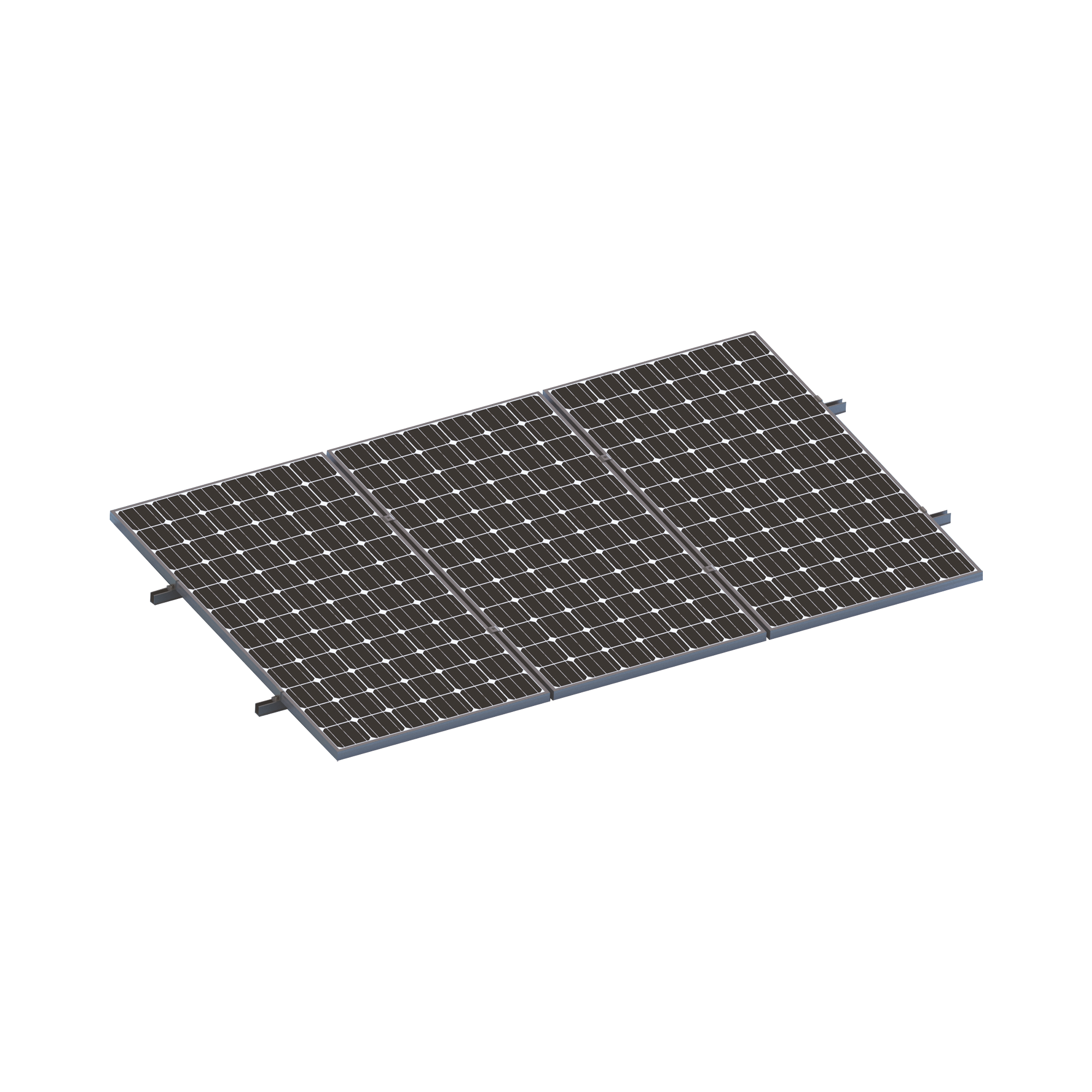 Kit De Minirieles Para Panel Solar Arreglo 1X3  Para Instalación Plano En Lámina