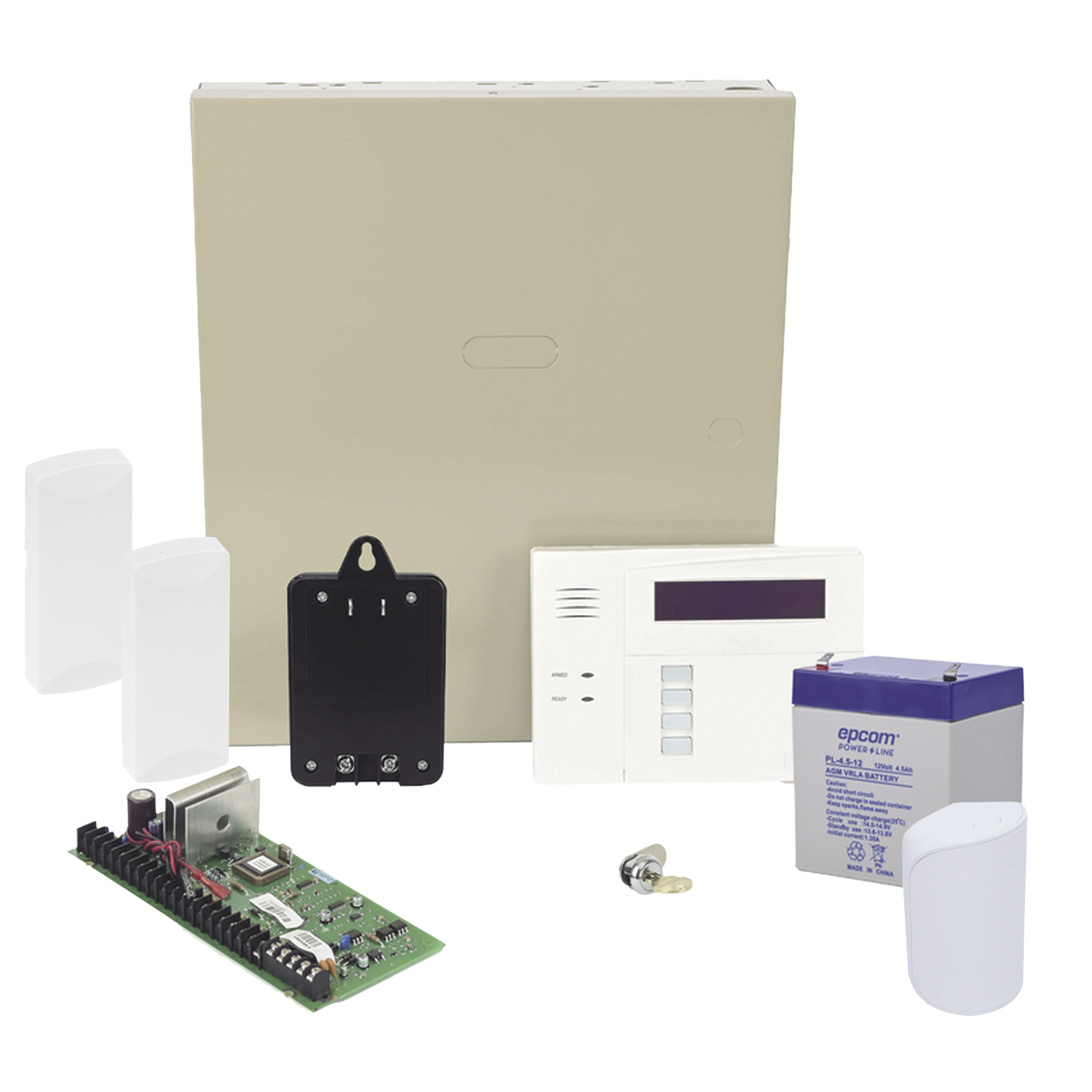 Panel de Alarma VISTA48LA Teclado Alfanumérico con Receptor Inalámbrico, Batería, Transformador, Sensor de Movimiento y 2 Contactos Magnéticos Inalámbricos SFire