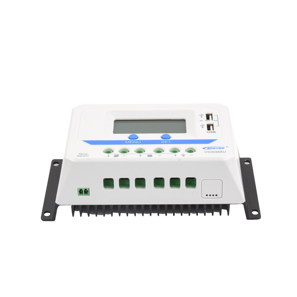 Controlador Solar PWM / 30A / 12/24V/36/48V / Doble USB / Pantalla LCD / Tierra Positivo Común