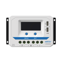 Controlador Solar PWM / 30A / 12/24V/36/48V / Doble USB / Pantalla LCD / Tierra Positivo Común