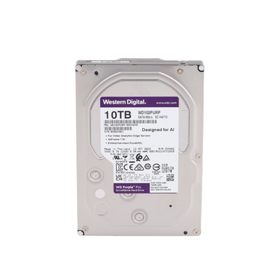 Disco Duro Purple Pro de 10 TB / 7200 RPM / Optimizado para Soluciones de Videovigilancia con Analiticos (Meta Data) / Uso 24-7 / 5 Años de Garantia
