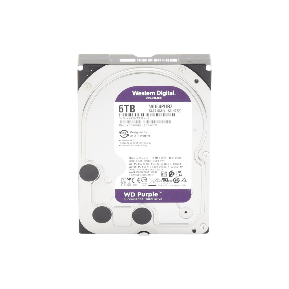 Disco Duro PURPLE de 6TB / 3 AÑOS DE GARANTÍA / Para Videovigilancia