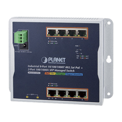 Switch Industrial PoE Administrable de Pared Capa 2, 8 Puertos Gigabit PoE 802.3at y 2 Puertos 100/1000X SFP