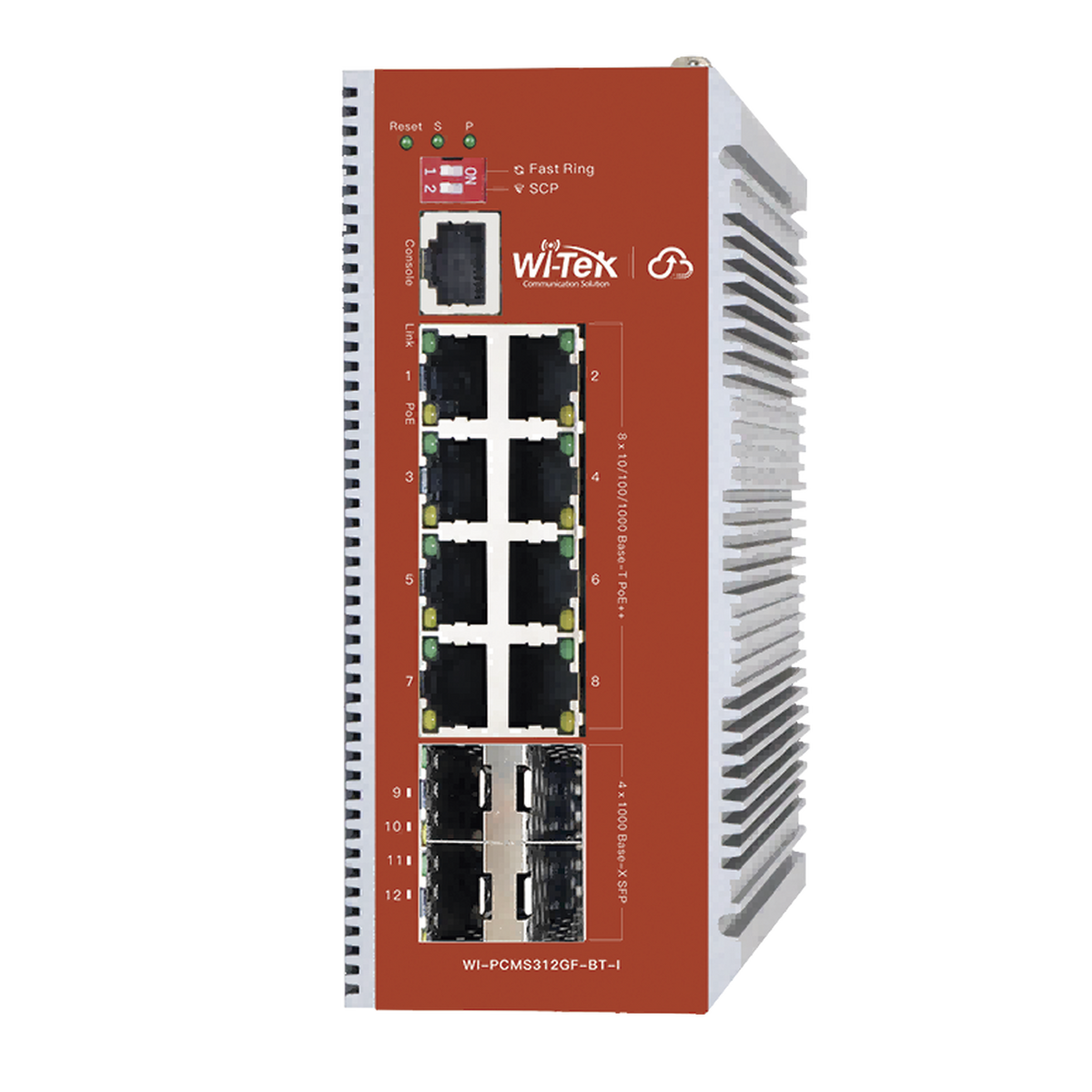Switch L2+ PoE Industrial / Administración Cloud-Web-CLI / 8 Puertos PoE af/at/bt 100/1000 Mbps / 2 Puertos SFP Gigabit / Presupuesto PoE 460 W / Protocolo ERSP (redundancia enlaces)