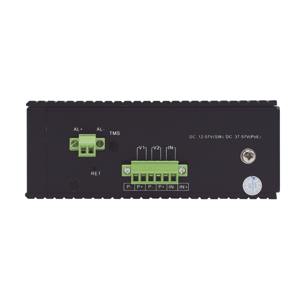 Switch Industrial administrable PoE, puerto 1-2 PoE 24/48. puertos 3-8 puertos 802.3 af/at/bt, hasta 60 W