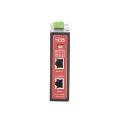 Splitter PoE IN hasta 90 W / Salida DC 12v/16V/24v o 48V / Carcasa metálica / Industrial soporte para riel DIN / Aplicaciones CCTV