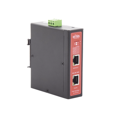 Splitter PoE IN hasta 90 W / Salida DC 12v/16V/24v o 48V / Carcasa metálica / Industrial soporte para riel DIN / Aplicaciones CCTV