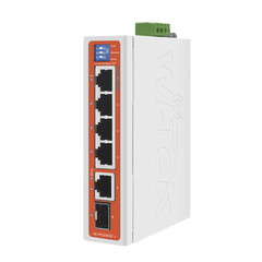 Switch Industrial / 4 Puertos 10/100 Mbps con PoE 802.3af/at / 2 Puertos Uplink Gigabit (1 Rj45 - 1 SFP) / PoE Hasta 250 m