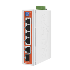 Switch Industrial / 4 Puertos 10/100 Mbps con PoE 802.3af/at / 2 Puertos Uplink Gigabit (1 Rj45 - 1 SFP) / PoE Hasta 250 m