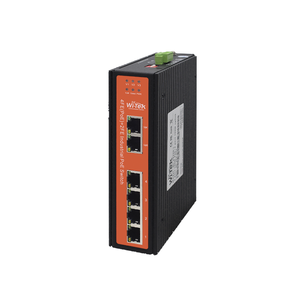 Switch industrial 4 puertos Fast Ethernetcon POE 802.3af/at + 2 puertos UPLINK gigabit