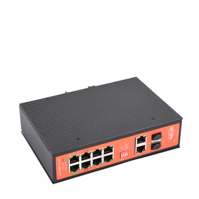 Switch PoE Industrial No administrable / Puertos 1-2 PoE 802.3 af/at y PoE 24 Vcc Pasivo 30W / Puertos 3-4 PoE 802.3 af/at/bt Hasta 60W / Puertos 5-8 PoE 802.3 af/at Hasta 30W / Los 8 puertos son Gigabit + 2 SFP combo / Presupuesto 300W