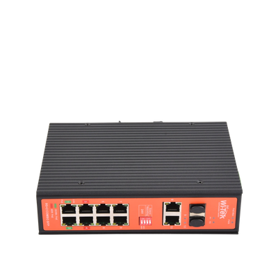 Switch PoE Industrial No administrable / Puertos 1-2 PoE 802.3 af/at y PoE 24 Vcc Pasivo 30W / Puertos 3-4 PoE 802.3 af/at/bt Hasta 60W / Puertos 5-8 PoE 802.3 af/at Hasta 30W / Los 8 puertos son Gigabit + 2 SFP combo / Presupuesto 300W