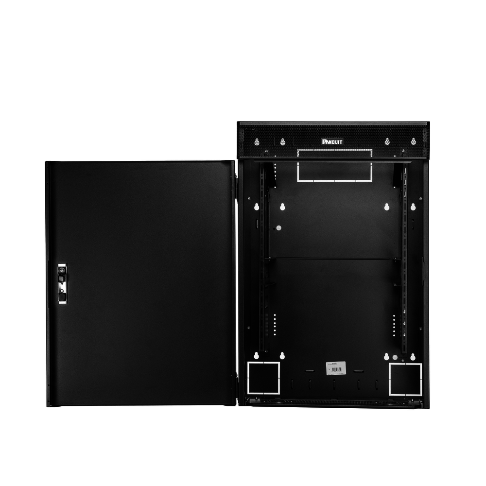 Gabinete de Montaje en Pared TrueEdge™, Con 6 UR para Equipo Activo y 6 UR para Paneles de Parcheo, Fabricado en Acero, Color Negro