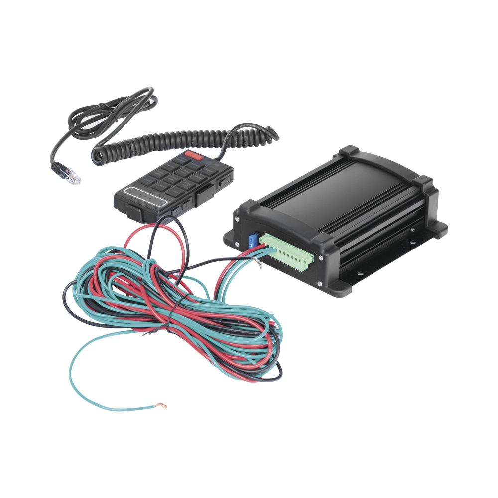 Sirena Vehicular de 100W de Potencia Con Controlador Unimando, Micrófono, Control de Tonos y Patrones de destello de Barras de Luces Serie X67 / X75