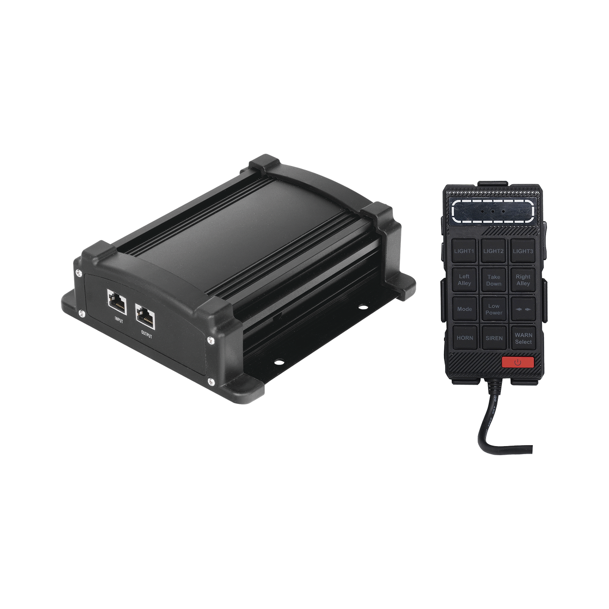 Sirena Vehicular de 100W de Potencia Con Controlador Unimando, Micrófono, Control de Tonos y Patrones de destello de Barras de Luces Serie X67 / X75