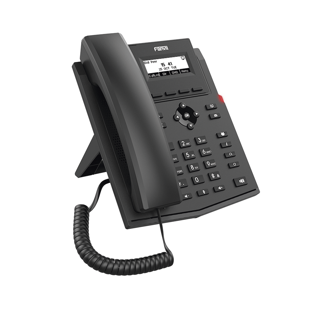 Teléfono IP / 2 Líneas SIP / Pantalla LCD 2.3" 132x64 / Audio HD G.722 y Opus / Conferencia 6 Vías / PoE 802.3af / Puertos Ethernet Duales 10/100 / Soporte EHS