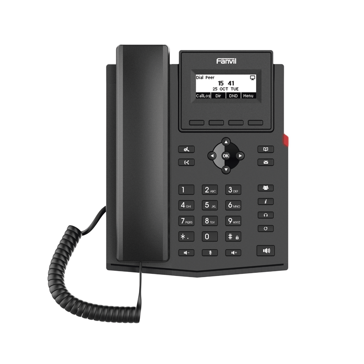 Teléfono IP / 2 Líneas SIP / Pantalla LCD 2.3" 132x64 / Audio HD G.722 y Opus / Conferencia 6 Vías / PoE 802.3af / Puertos Ethernet Duales 10/100 / Soporte EHS