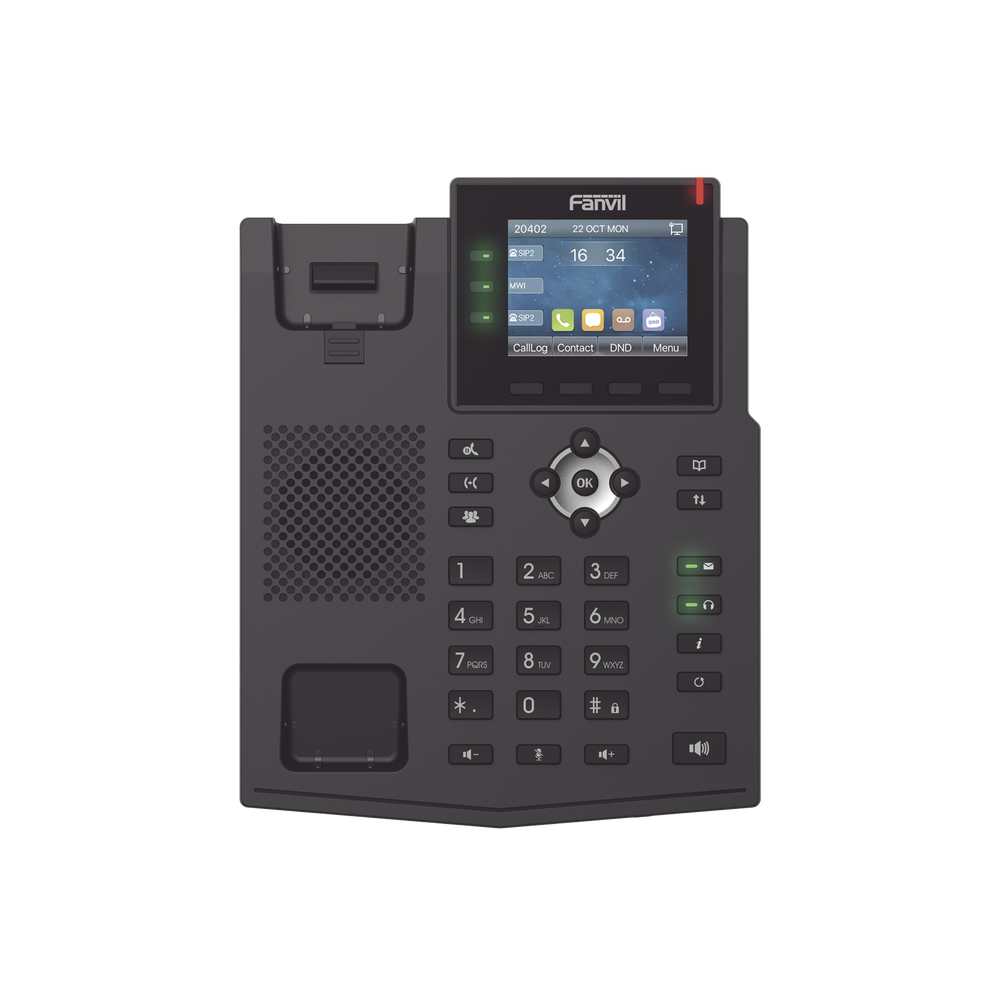 Teléfono IP / 6 Líneas SIP / Pantalla LCD a Color 2.8" / Audio HD G.722 y Opus / Conferencia 3 Vías / Puertos Gigabit / PoE 802.3af / OpenVPN / IPv6