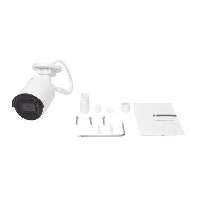 Bala IP 4 Megapixel / Lente 2.8 mm / 40 mts IR EXIR / IP67 / WDR 120 dB / PoE / Micrófono Integrado / Videoanaliticos (Filtro de Falsas Alarmas) / Ultra Baja Iluminación