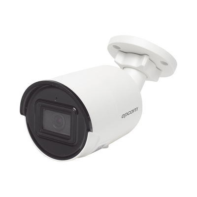 Bala IP 4 Megapixel / Lente 2.8 mm / 40 mts IR EXIR / IP67 / WDR 120 dB / PoE / Micrófono Integrado / Videoanaliticos (Filtro de Falsas Alarmas) / Ultra Baja Iluminación