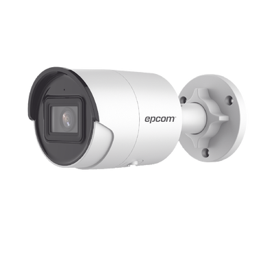 Bala IP 4 Megapixel / Lente 2.8 mm / 40 mts IR EXIR / IP67 / WDR 120 dB / PoE / Micrófono Integrado / Videoanaliticos (Filtro de Falsas Alarmas) / Ultra Baja Iluminación