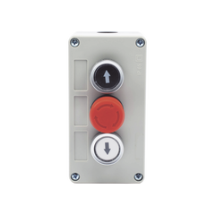 Botonera Triple con Boton de Stop Tipo Enclavado / Para Barreras Vehiculares, Operadores Corredizos y Abatibles.