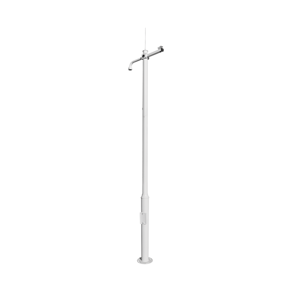 Poste Seccionado de 3 Metros / Especializado para la Instalación de Videovigilancia / Incluye Base de Cimentación y Brazo para Cámara PTZ / Color Negro