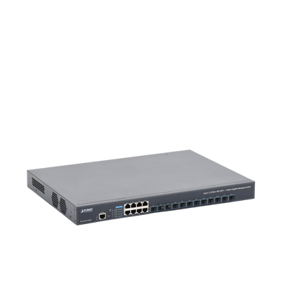 Switch Administrable Capa 3, 12 Puertos SFP de 10G, 8 Puertos 10/100/1000T, Con Alimentación Redundante (2 Fuentes de Alimentación AC).