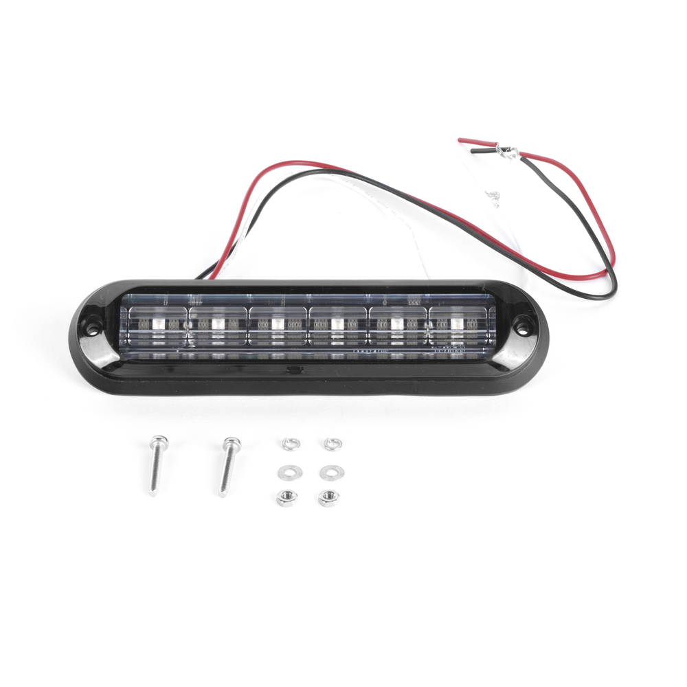 Luz Auxiliar Ultra Brillante IP67 de 6 LEDs, Color Azul, con mica transparente y bisel negro