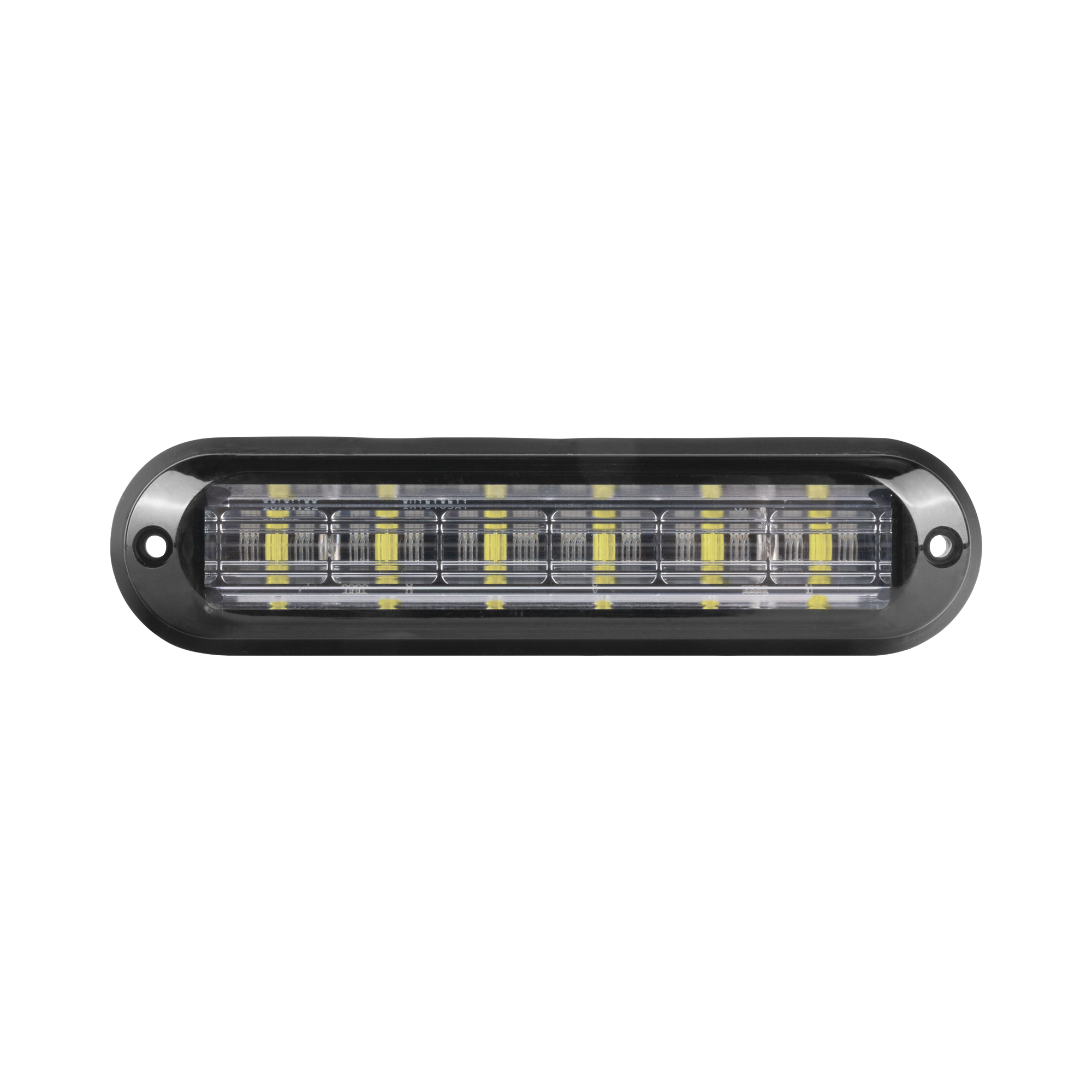 Luz Auxiliar Ultra Brillante  IP67 de 6 LEDs, Color Rojo/Azul, con mica transparente y bisel negro
